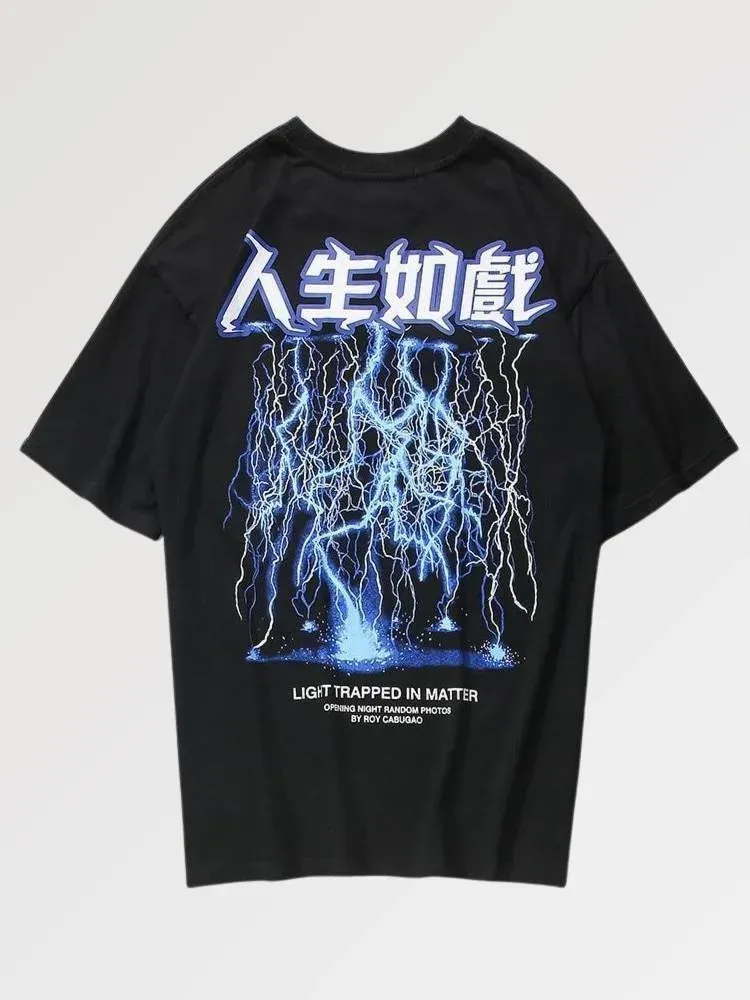 Japon style takahama t-shirt coton imprimé éclair