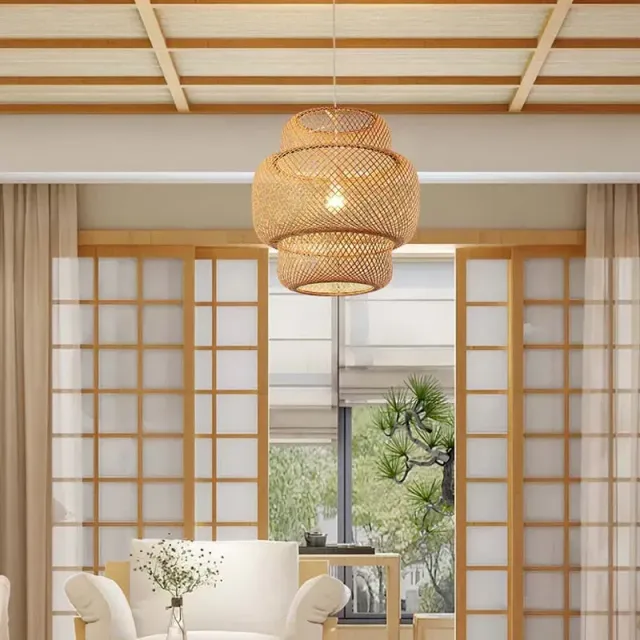 Japon style Lampe Suspendue Bois suspension naturelle