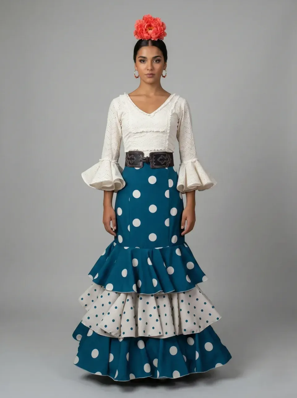 Viva La Feria Campiña jupe flamenca à pois 3 volants