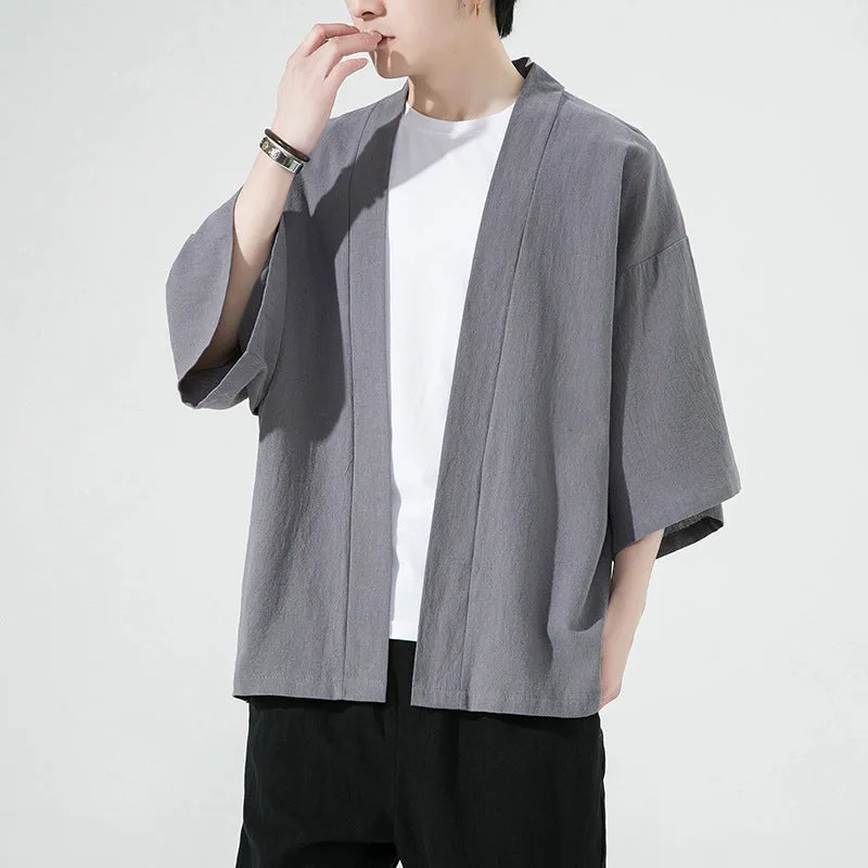 Esprit du Japon veste kimono homme haori lin