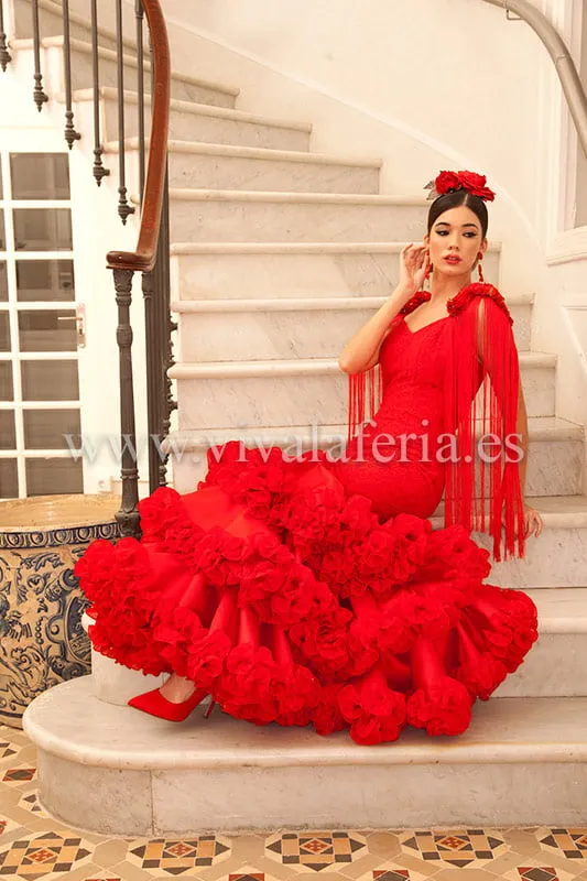 Viva La Feria Alhambra robe flamenca dentelle rouge
