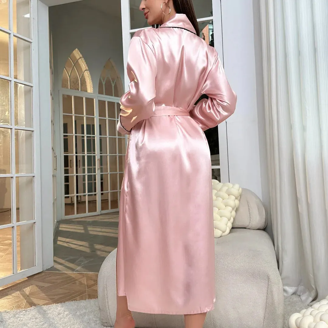 Esprit du Japon Kimono Robe de Chambre Satinée peignoir ceinture