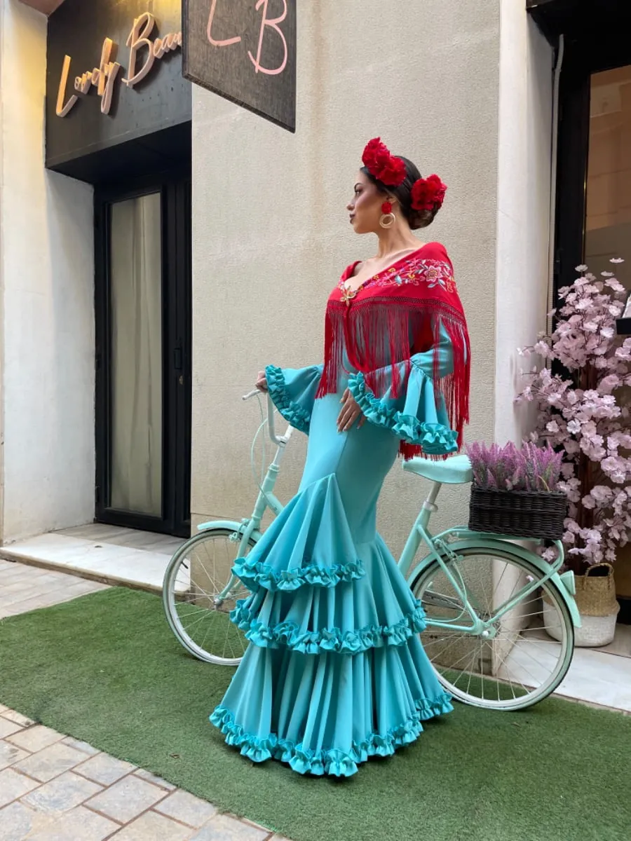 Viva la Feria Moda Flamenca Carmín robe gitane unie volants