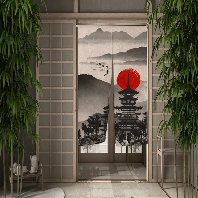 Japon style Montagne rideau motif
