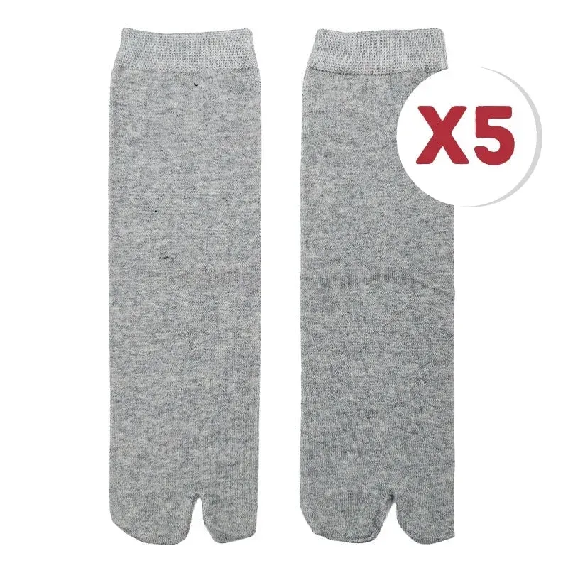 Japon style chaussettes deux doigts coton x5 paires