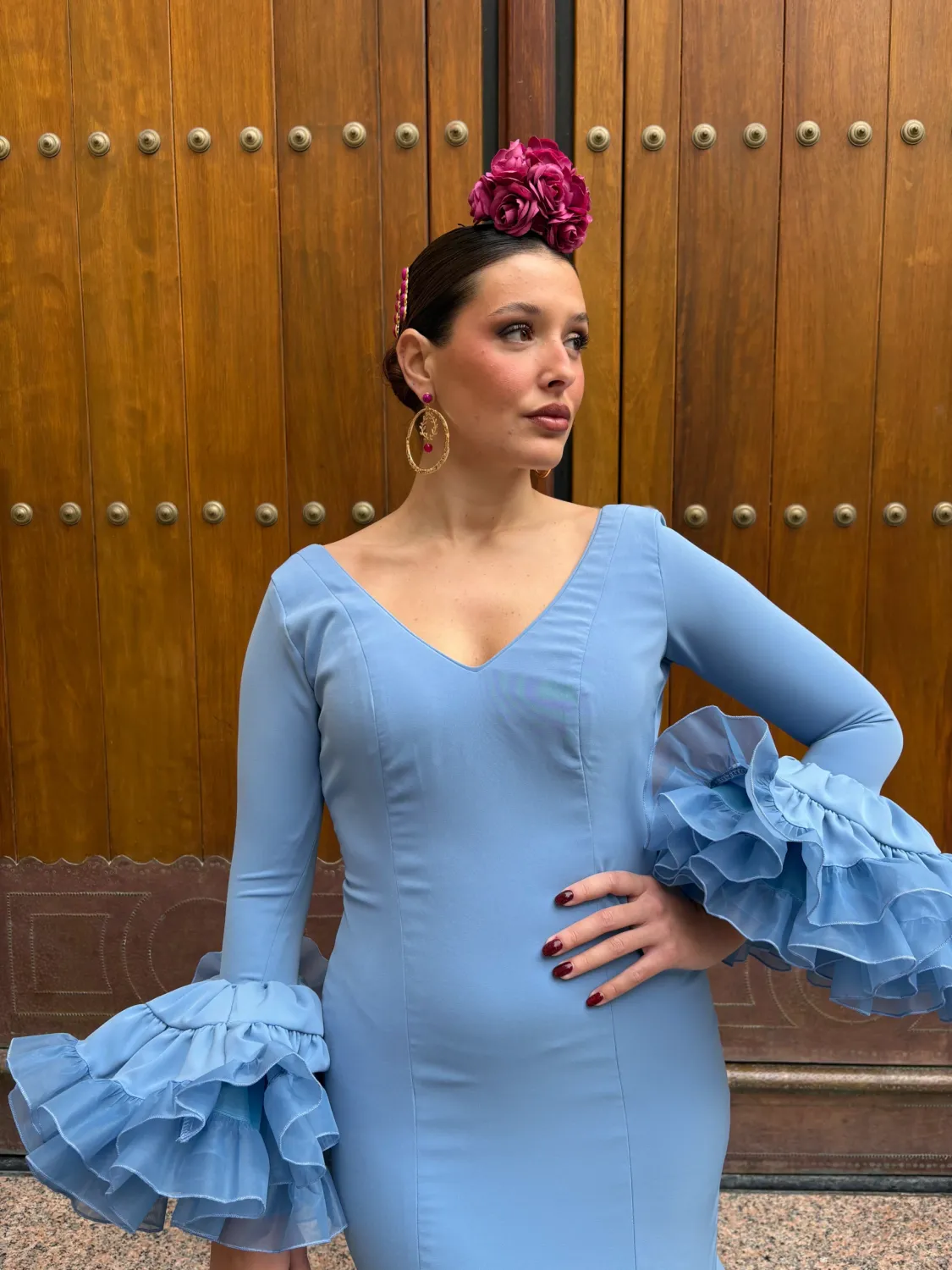 VIVA LA FERIA modèle Roda robe flamenca bleue 2026