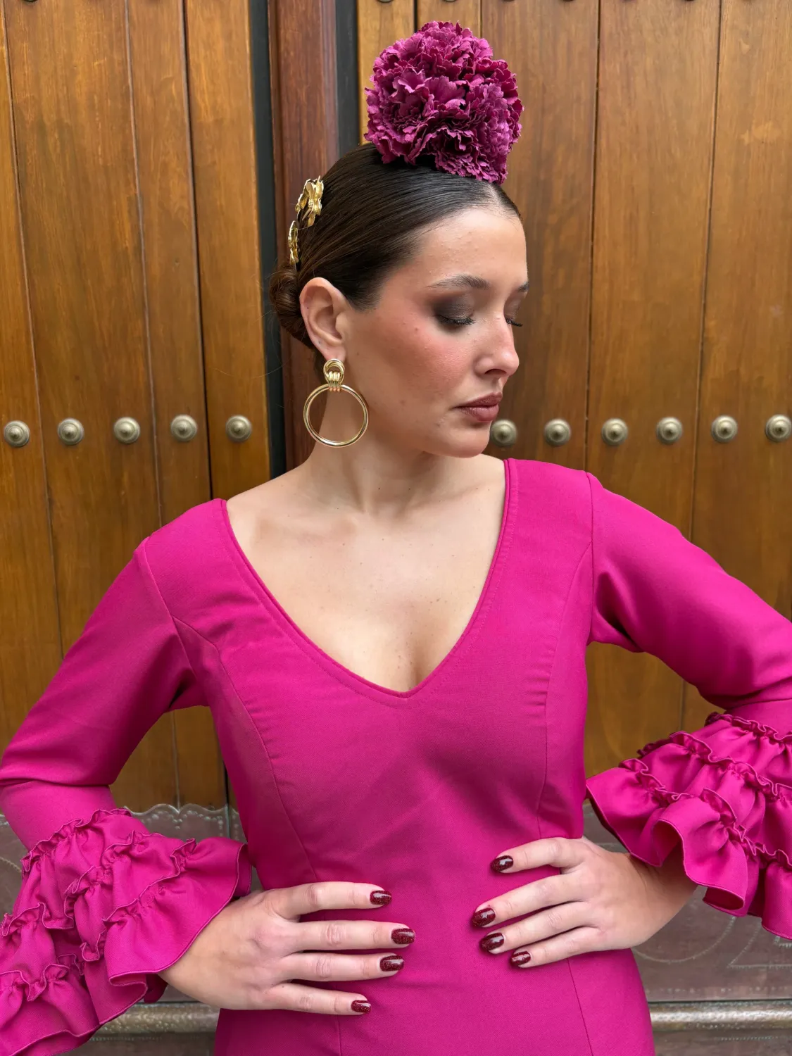 Viva La Feria Vanesa robe flamenca unie stretch canastero