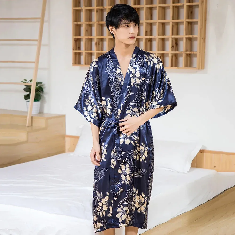 Japon style Kimono Satin Homme élégant