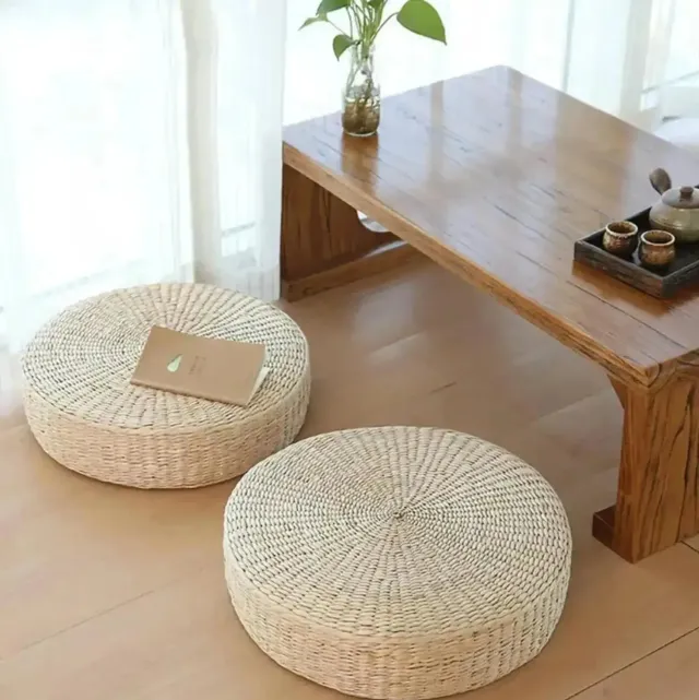 Japon style Coussin Japonais Rond En Paille Tressée ‘kuna’ méditation