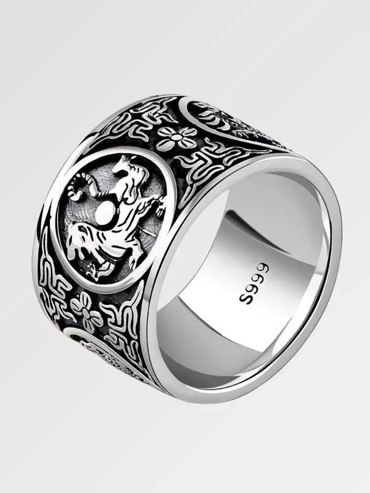 Japon style Shinjuku bague tigre argent force