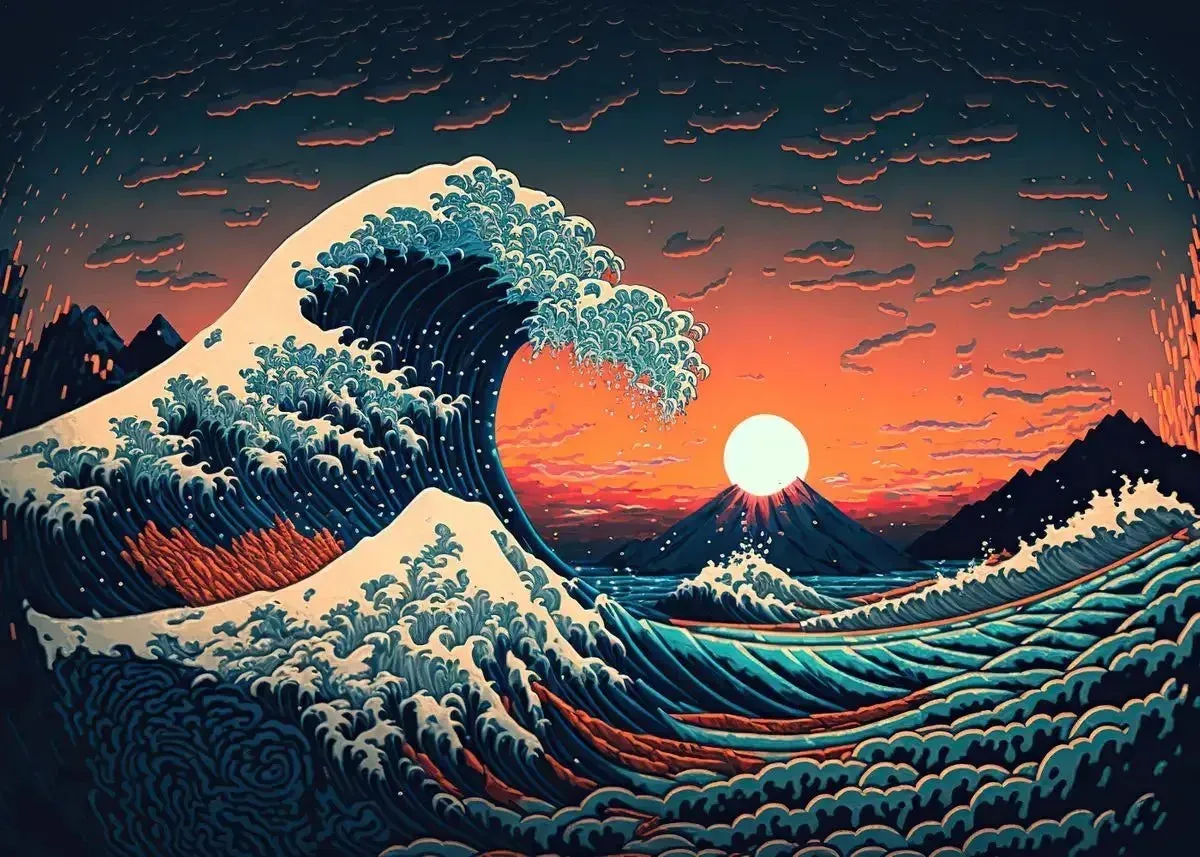 Japon style Grande Vague de Kanagawa tableau
