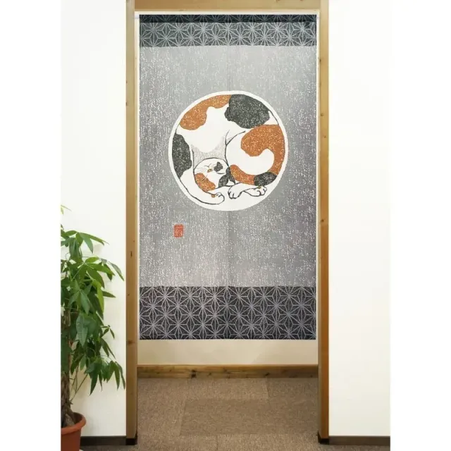Japon style chat asanoha noren japonais rideau zen