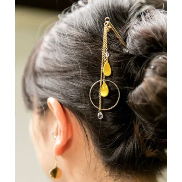 Japon style Kanzashi pétale jaune bijou de cheveux
