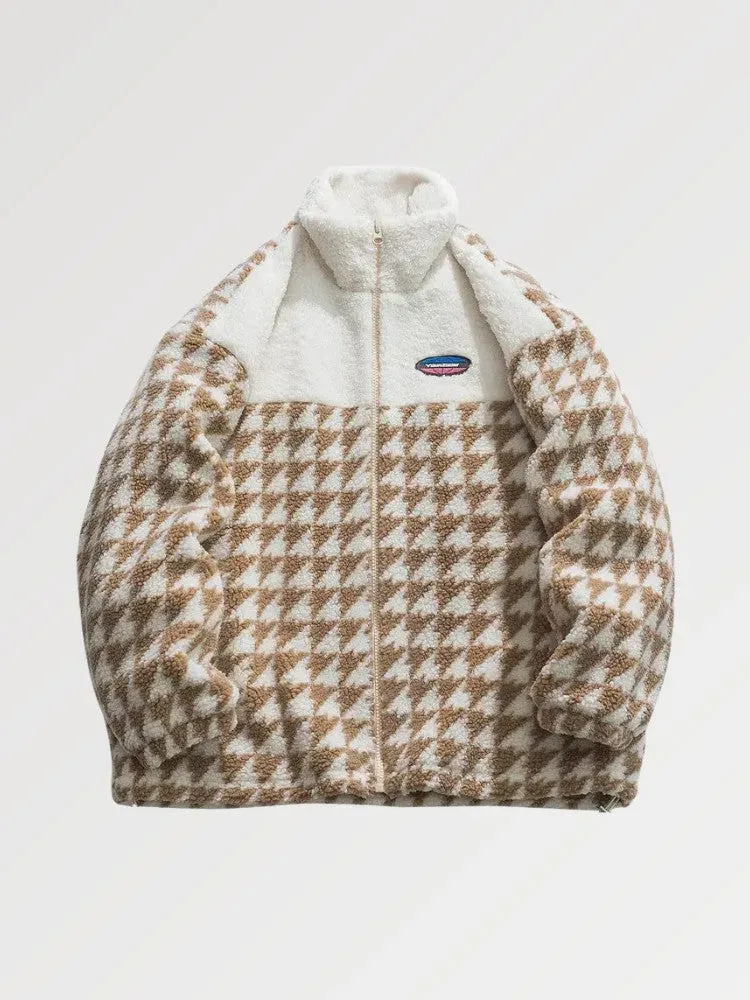 Japon style vworld veste laine bicolore brodée