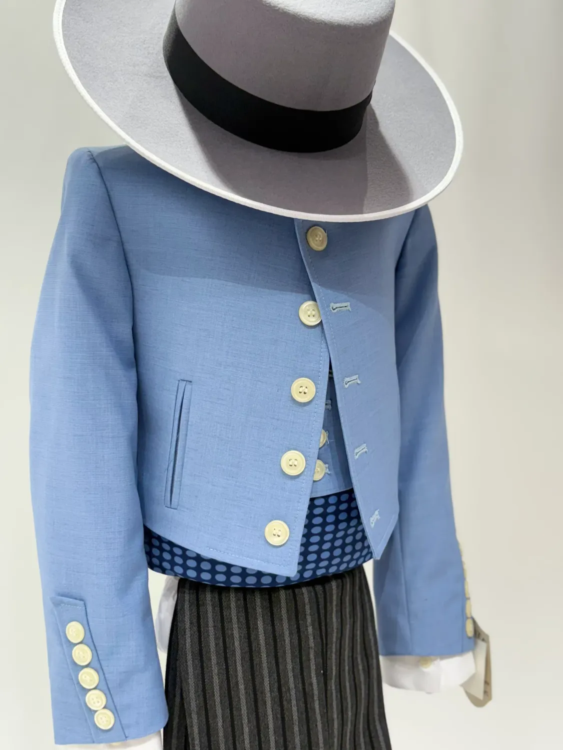 Viva la Feria Jerez Jr traje campero garçon bleu rayé