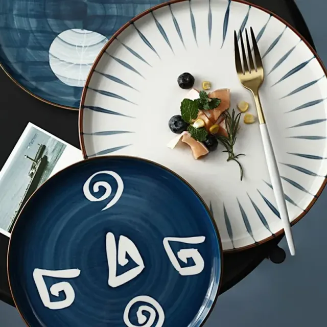 Japon style Satsuma assiette japonaise bleue 25 cm