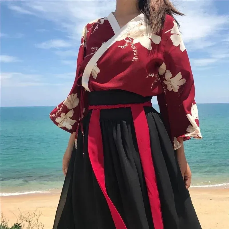 Japon style ensemble robe japonaise femme raffinée
