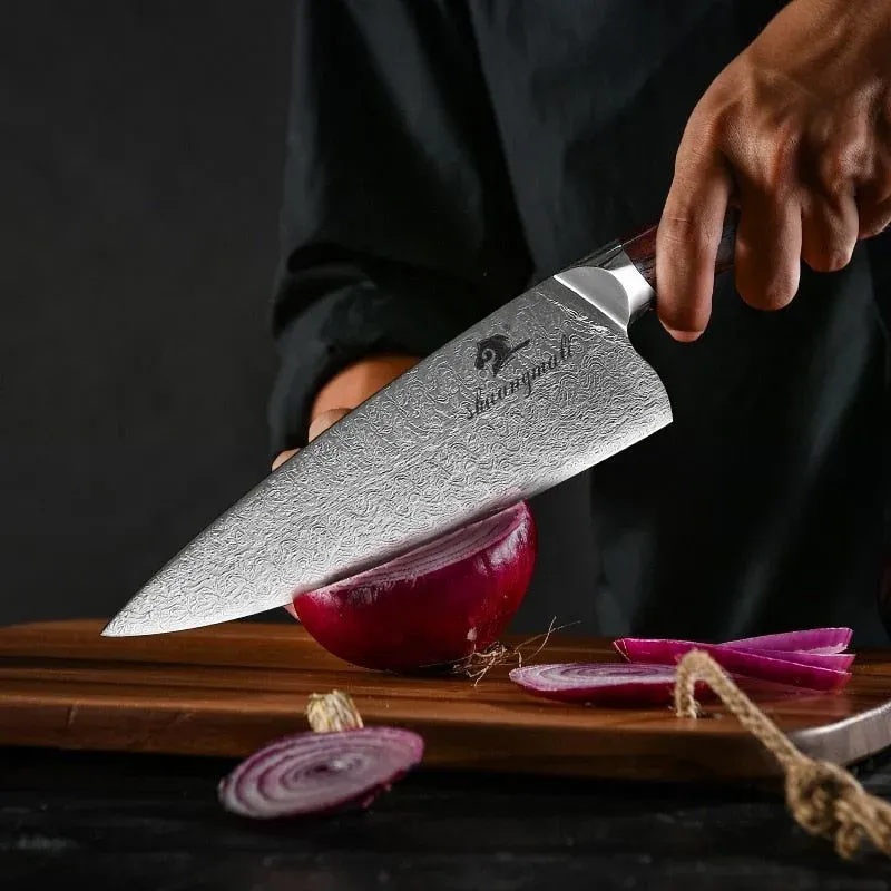 Japon style Damascus Kitchen Knife Izumo couteau damas 67 couches