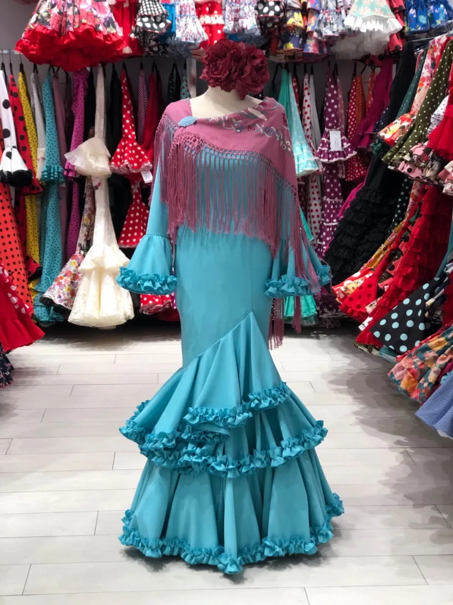 Viva la Feria Moda Flamenca Carmín robe gitane unie volants