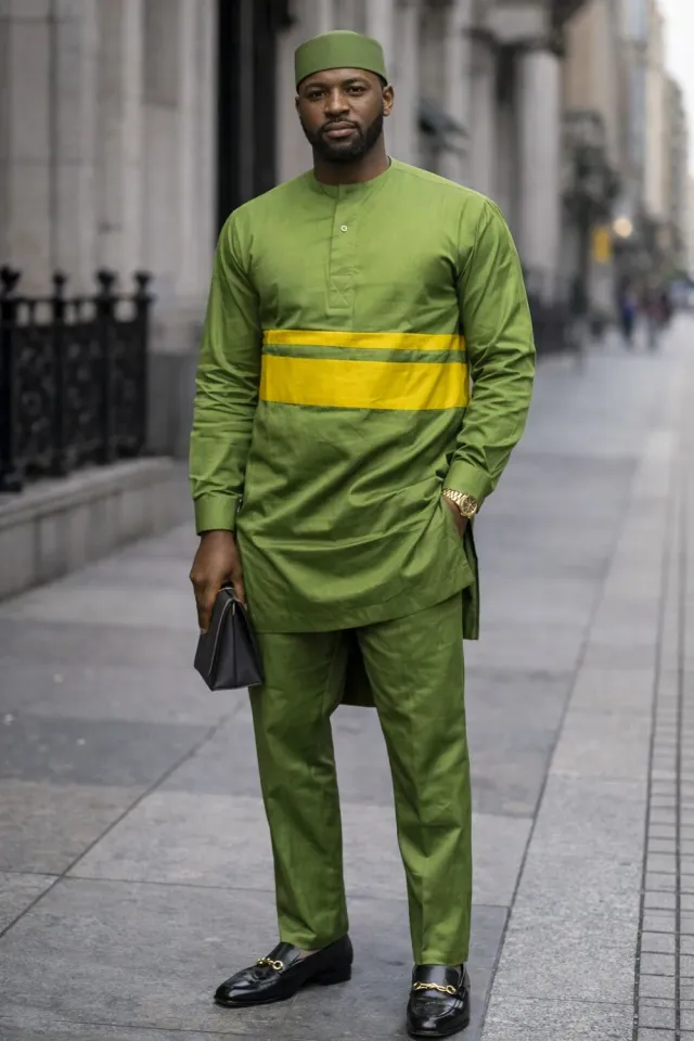 Kavazi ensemble homme pantalon top chapeau kufi