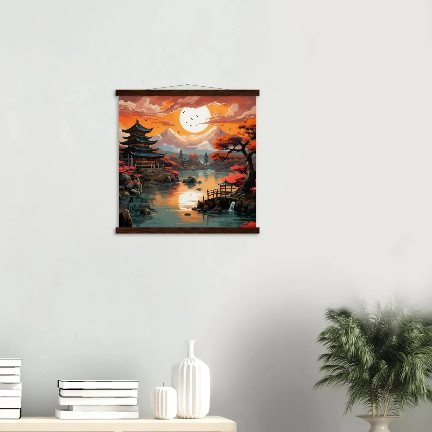 Japon style Tsuruga tableau paysage japonais grues