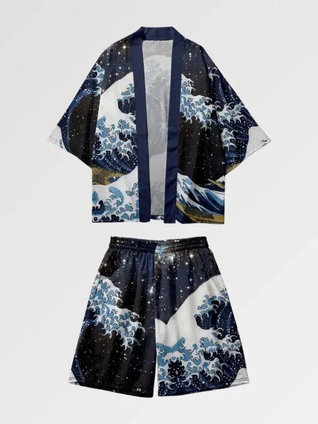 Japon style the Big Wave ensemble kimono traditionnel