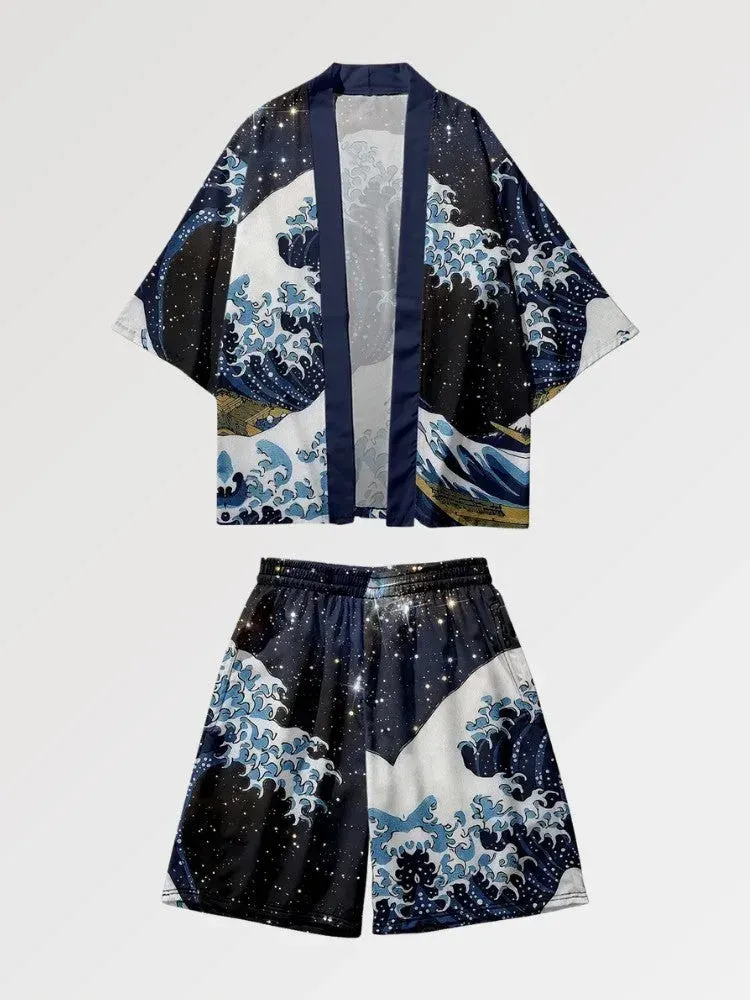 Japon style the Big Wave ensemble kimono traditionnel