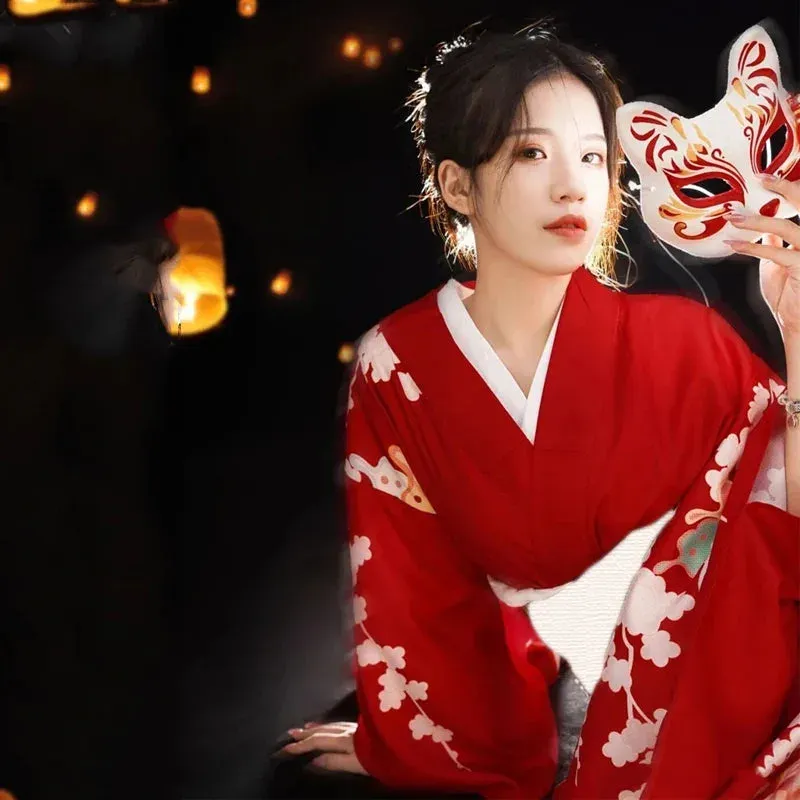 Japon style Kimono Rouge Femme