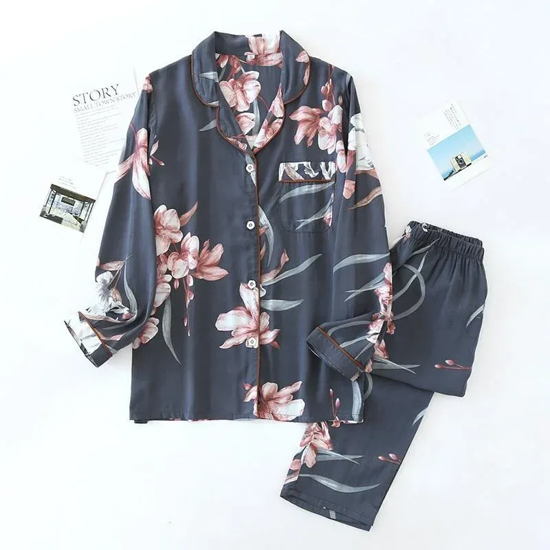 Japon style Pyjama Japonais Fleuri En Coton pyjama