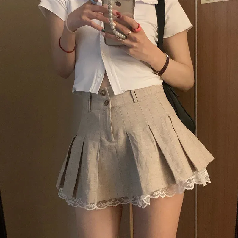 Esprit du Japon jupe courte plissée kaki