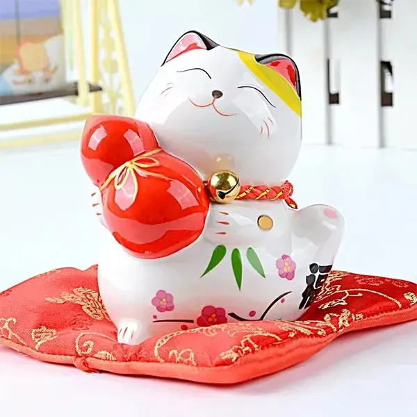 Esprit du Japon Tirelire Maneki Neko gourde céramique 13 cm