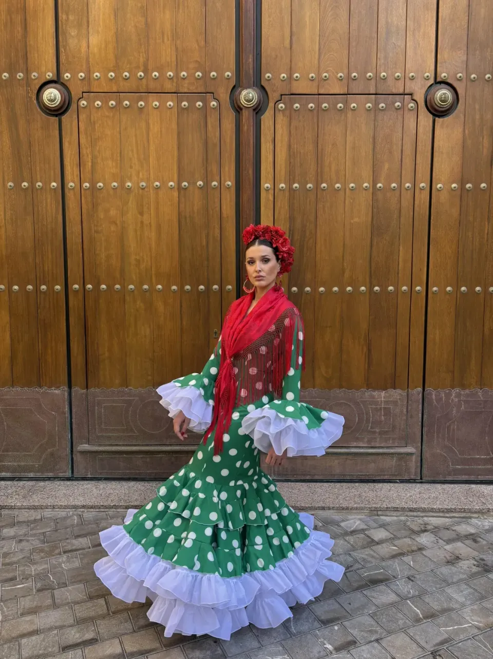 VIVA LA FERIA Andalucía robe flamenca verte à pois