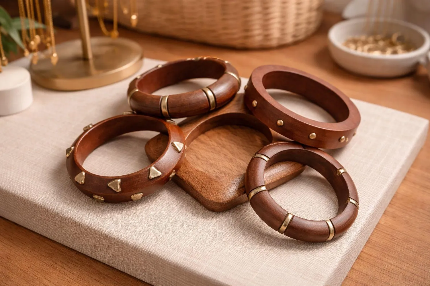 KAVAZI 5-Piece Set Designer Wooden Braclets bracelets bois 5 pièces