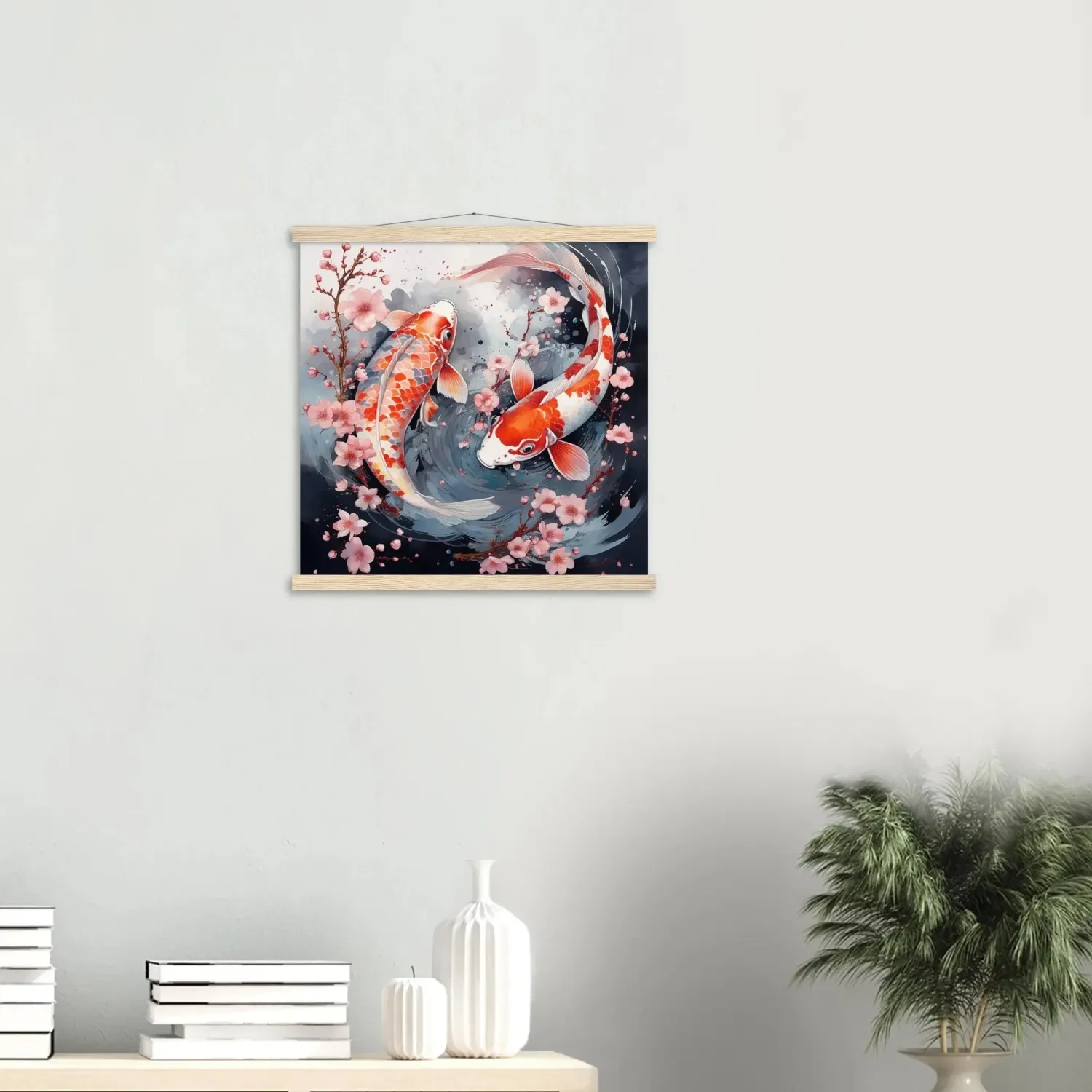 Japon style Testuki tableau carpe koi couple