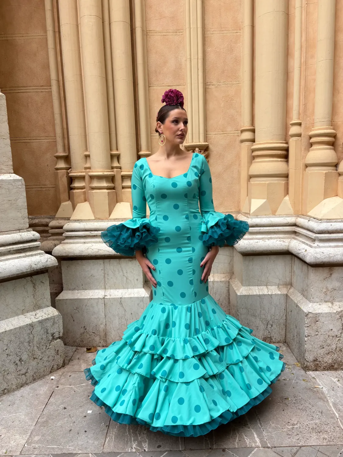 Viva La Feria Canastero Musgo robe flamenca à volants