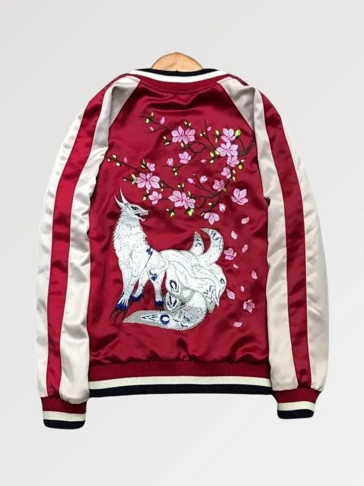 Japon style Sukajan Osaka eternal Kitsune veste en coton épais