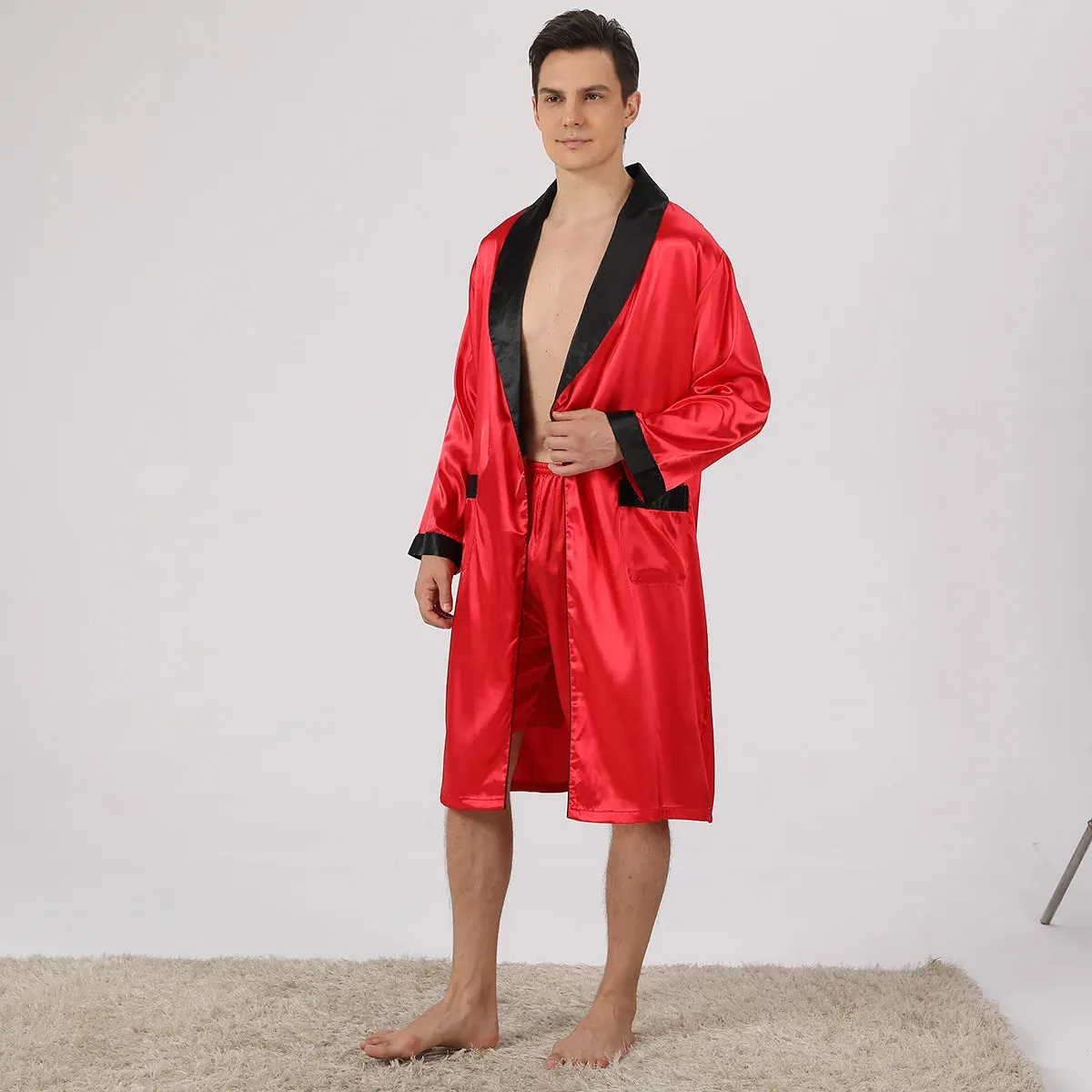 Esprit du Japon peignoir kimono homme satiné short