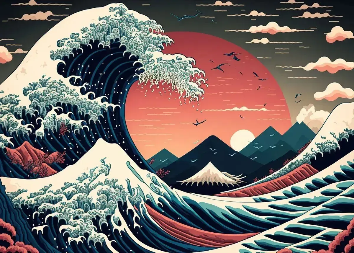 Japon Style Kanagawa Tableau Art Mural Zen