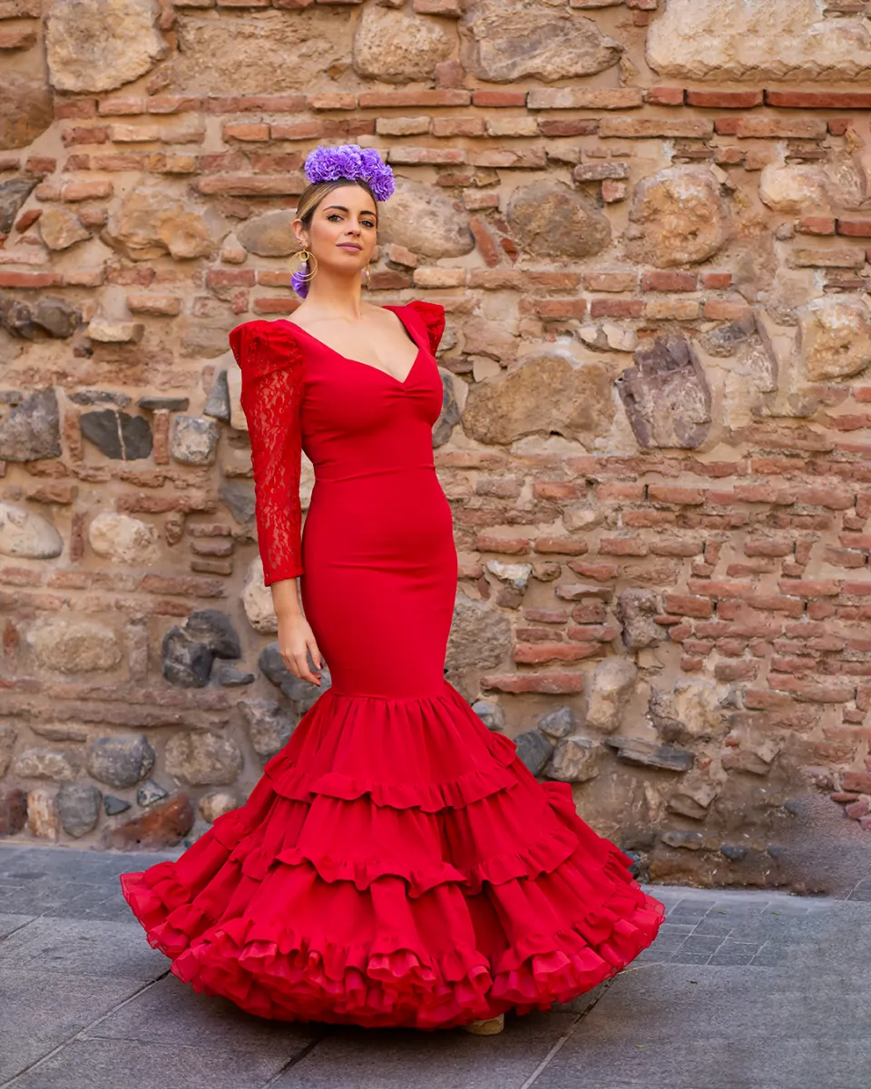 Viva La Feria Plata robe flamenca en dentelle