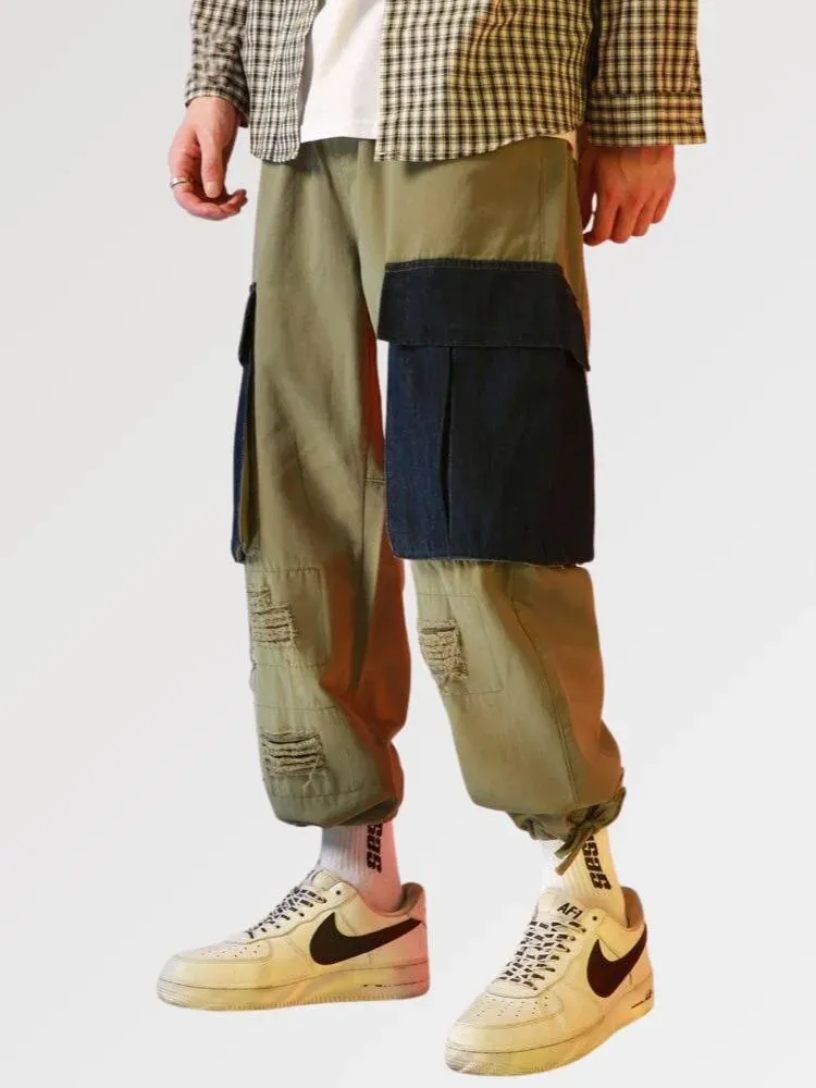 Japon style Sarouel Streetwear Big Pocket pantalon kaki
