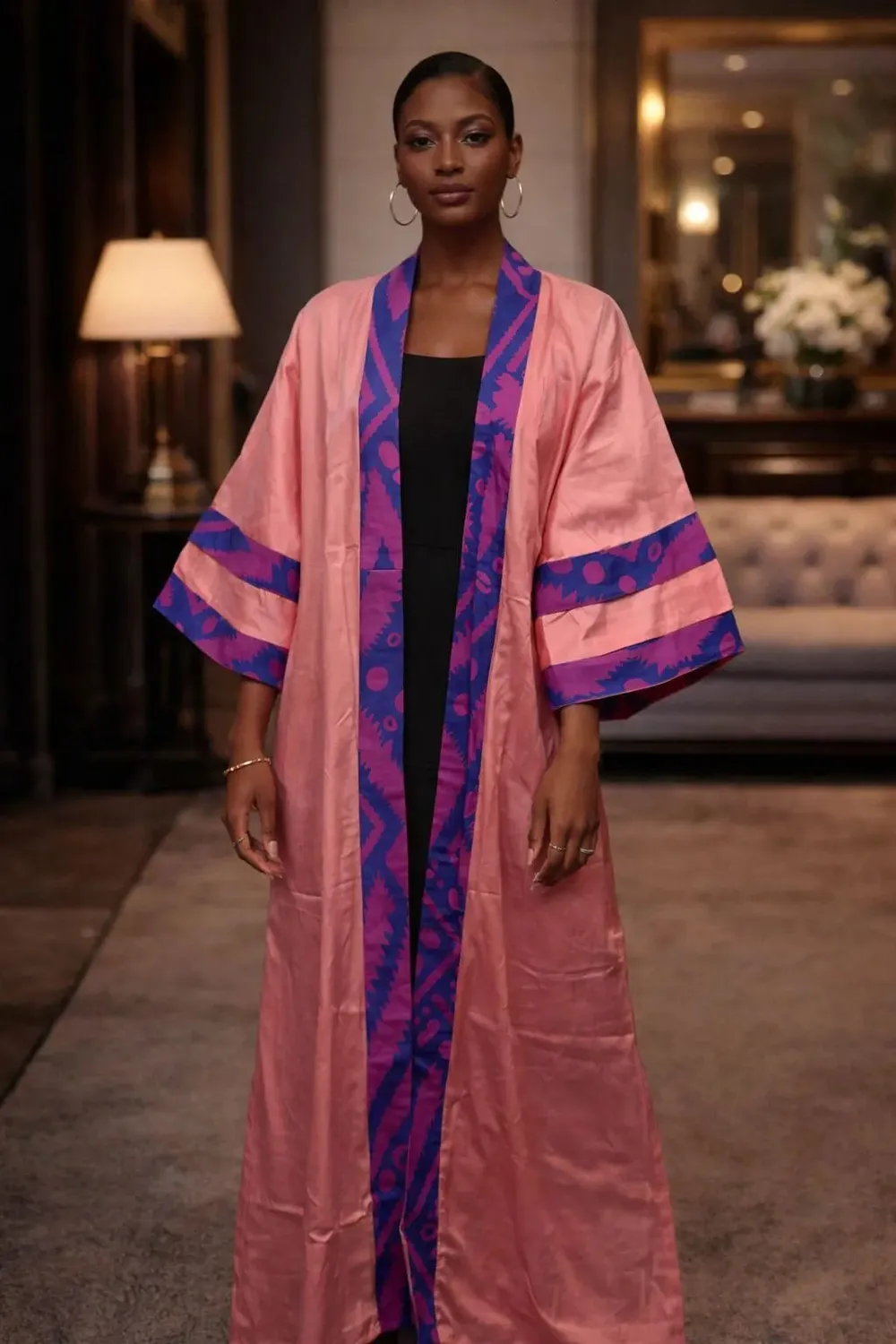 KAVAZI Solid Kimono femme coton avec ceinture