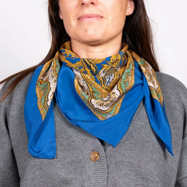 Mistral Artiste Sourdive foulard soie Saphir 90cm