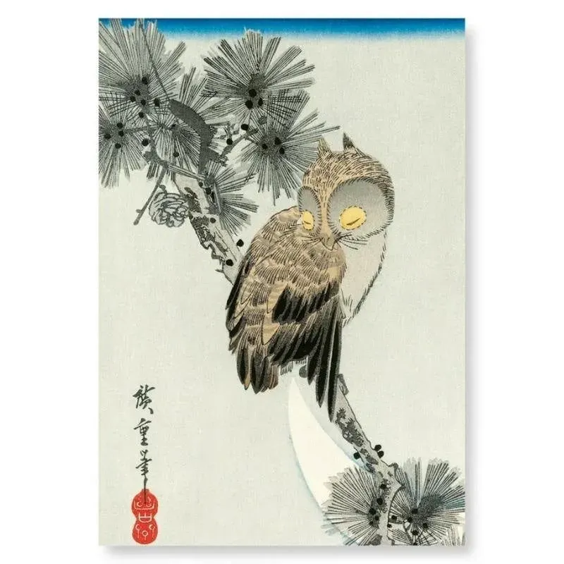 Japon style Tableau hibou japonais porte-bonheur tableau