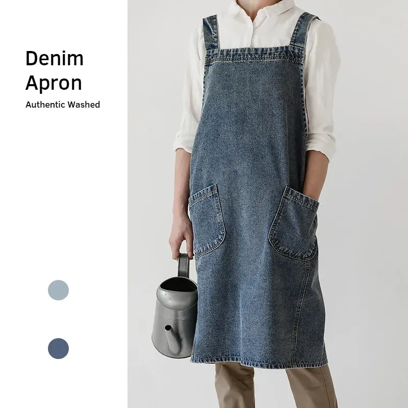 Esprit du Japon robe tablier japonais jean denim poches