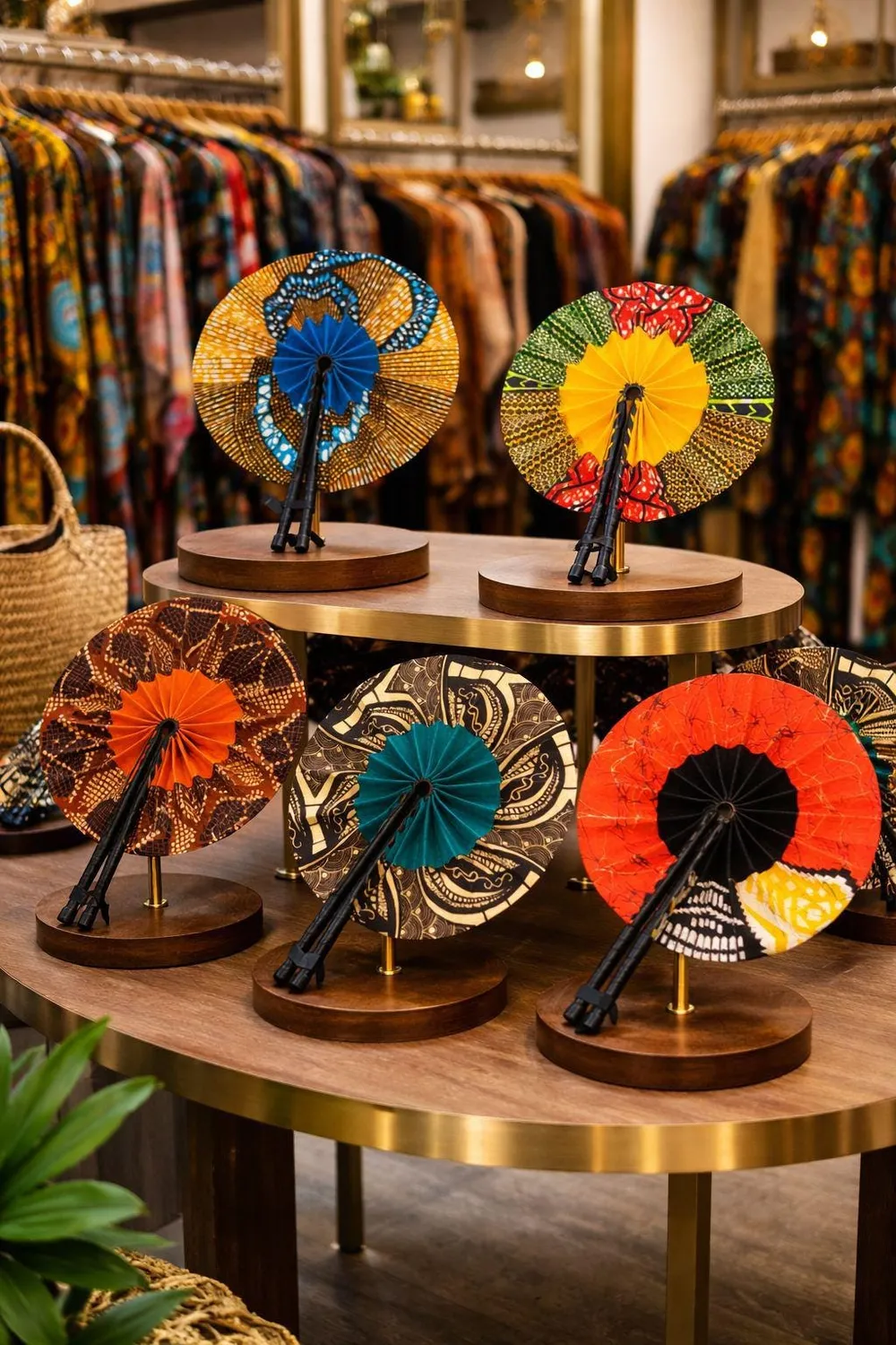 KAVAZI Éventails africains pliables coton fait main