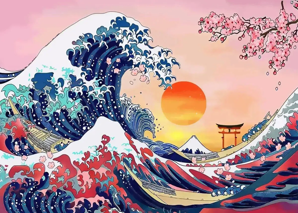 Japon style Grande Vague de Kanagawa tableau