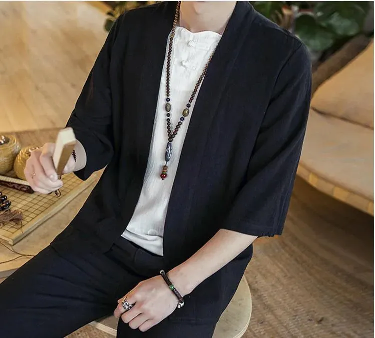 Esprit du Japon cardigan kimono homme ample uni