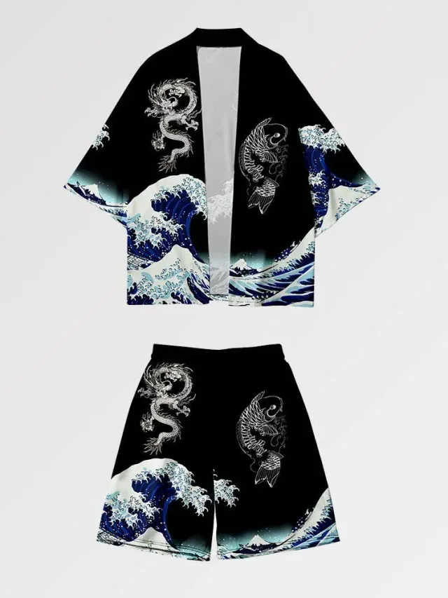Japon style Ensemble De Kimono ‘kanagawa’ kimono japonais