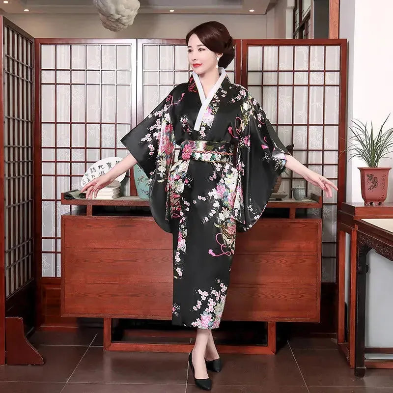 Japon style miyuki kimono long femme motifs fleuris