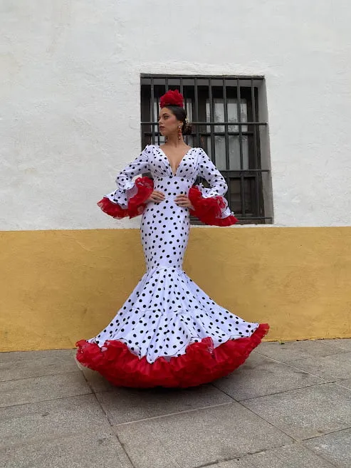 Viva la Feria Clavel robe flamenco pois volants organdi
